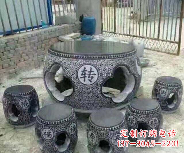 合肥风格独特的鼓式仿古石桌凳石雕
