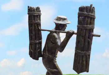 合肥精美老人铜雕，传承古代挑柴精神