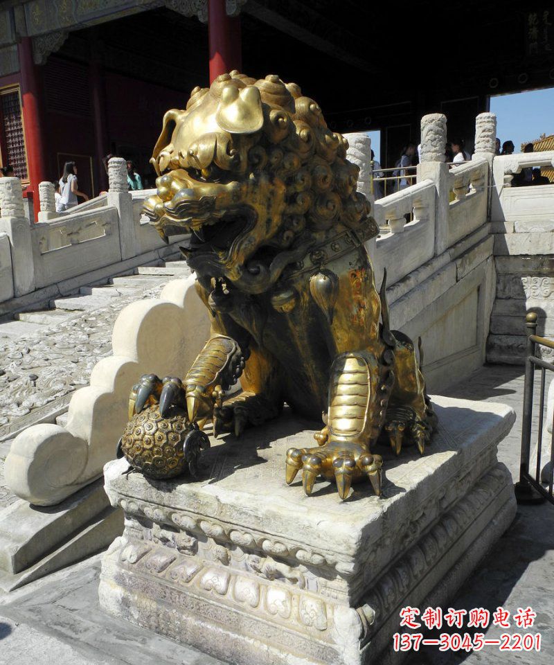 合肥故宫铜制狮子雕塑,传承中国传统文化