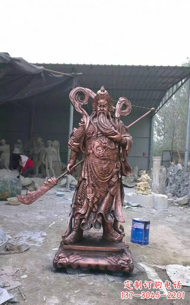 合肥精美关公红铜雕塑
