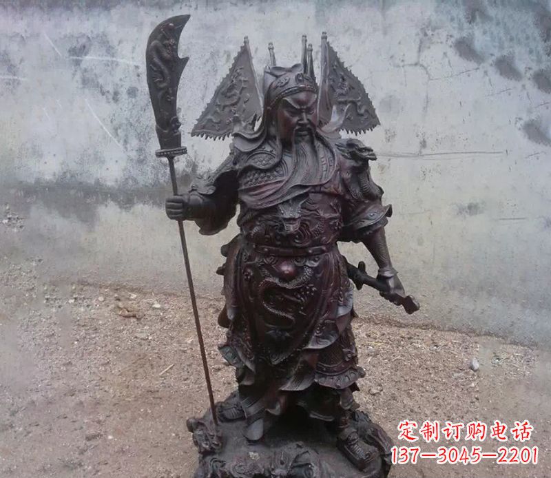 合肥来自中国神话传说的关公提刀铜雕