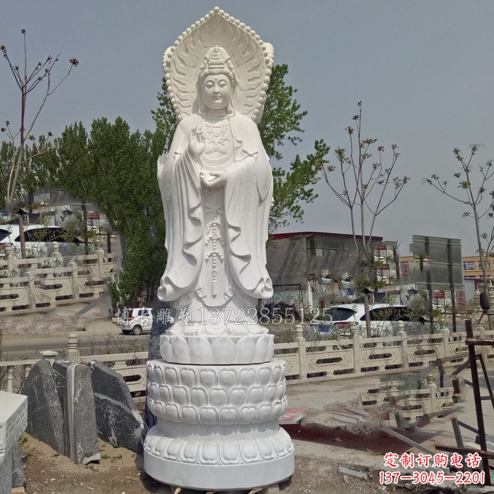 合肥观音菩萨汉白玉石精美雕塑