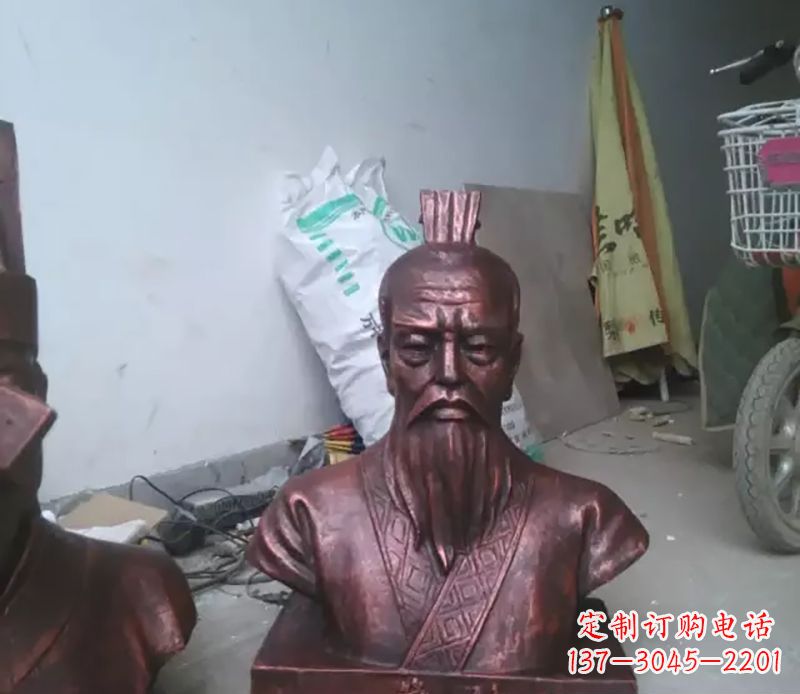 合肥管仲古代人物胸像铜雕,展现古代官僚风范