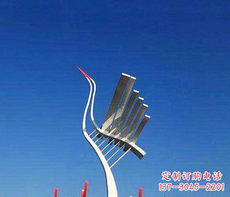 合肥广场不锈钢抽象丹顶鹤景观雕塑