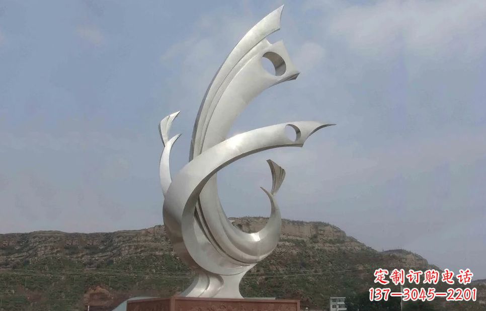 合肥广场不锈钢抽象凤凰雕塑 (5)