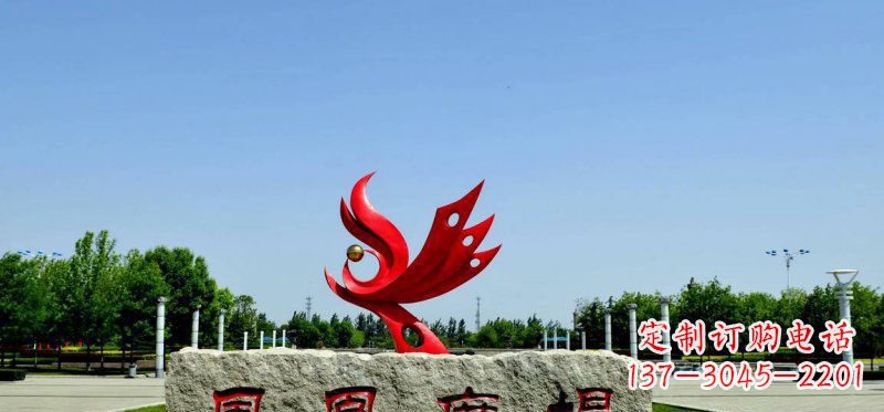 合肥广场不锈钢抽象凤凰雕塑 (3)