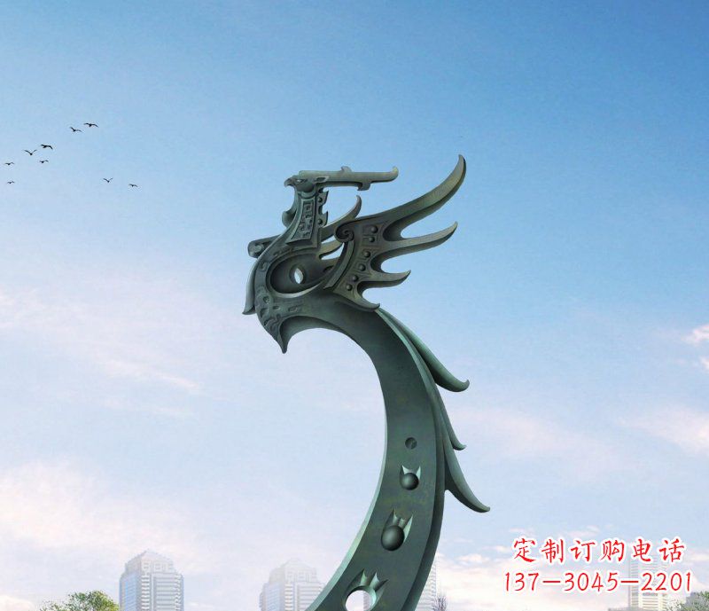 合肥中领雕塑|抽象凤凰不锈钢雕塑