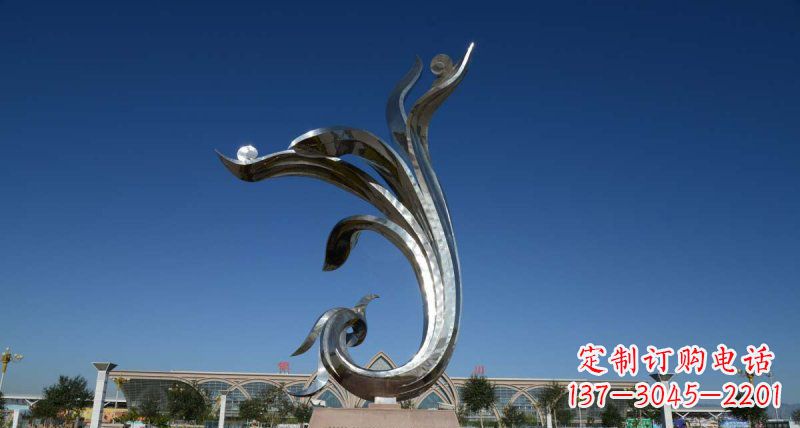 合肥优雅迷人的不锈钢抽象凤凰雕塑
