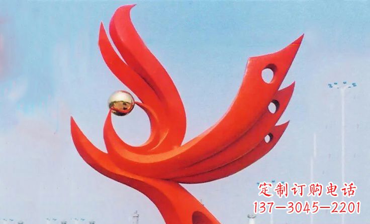 合肥新中领雕塑-不锈钢抽象凤凰雕塑
