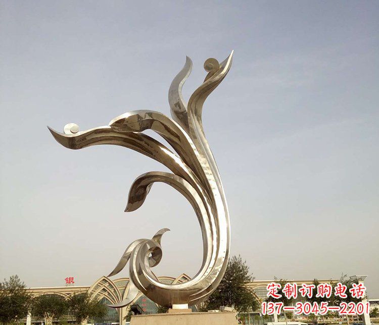 合肥广场不锈钢抽象金凤凰雕塑