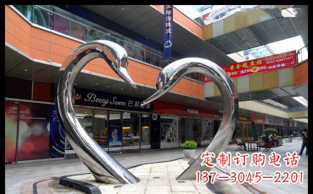 合肥中领雕塑:精美的不锈钢抽象天鹅雕塑