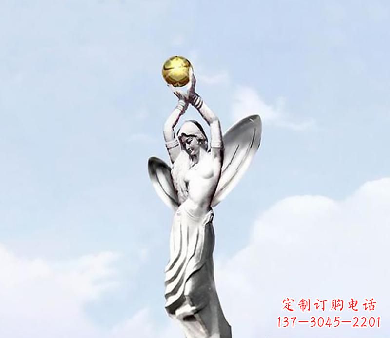 合肥精美的不锈钢女人双手捧球雕塑
