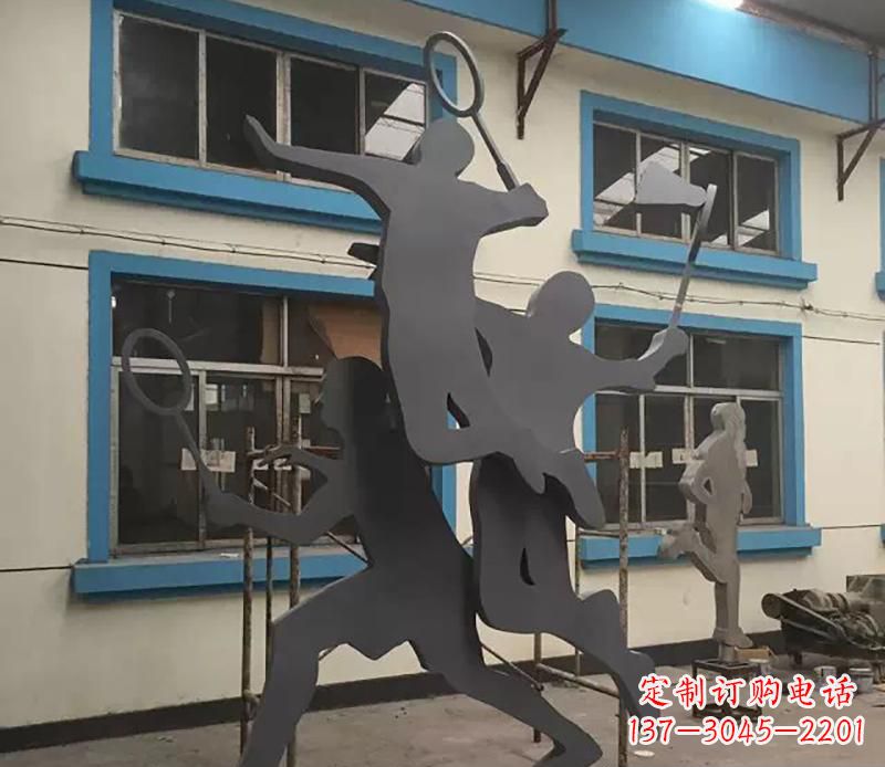 合肥广场不锈钢打羽毛球雕塑