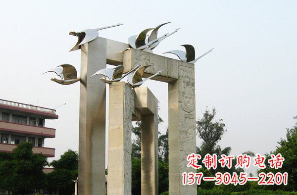 合肥展现自然之美的不锈钢大雁动物雕塑