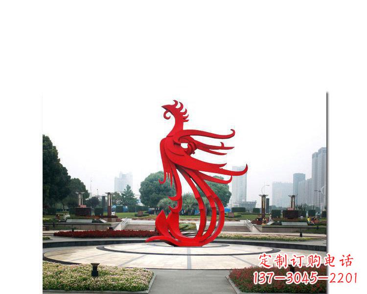 合肥古韵雕塑:不锈钢飞翔凤凰雕塑