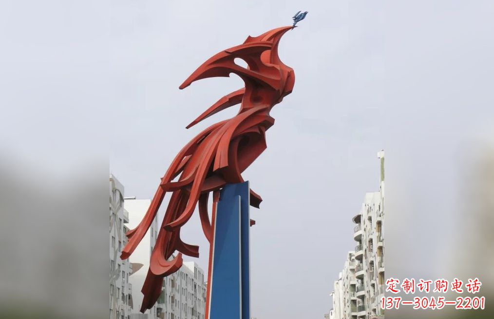 合肥中领雕塑制作，精美不锈钢凤凰抽象雕塑