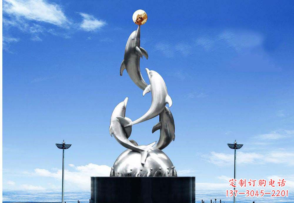 合肥中领雕塑海豚顶球雕塑