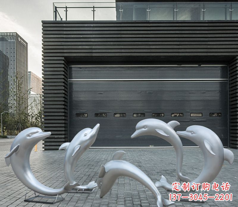 合肥广场不锈钢海豚景观雕塑