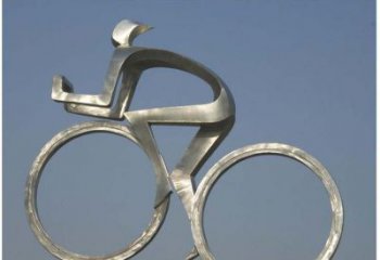 合肥室外装饰不锈钢抽象骑自行车人物雕塑