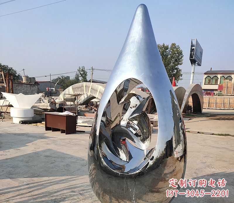 合肥广场不锈钢镜面水滴雕塑