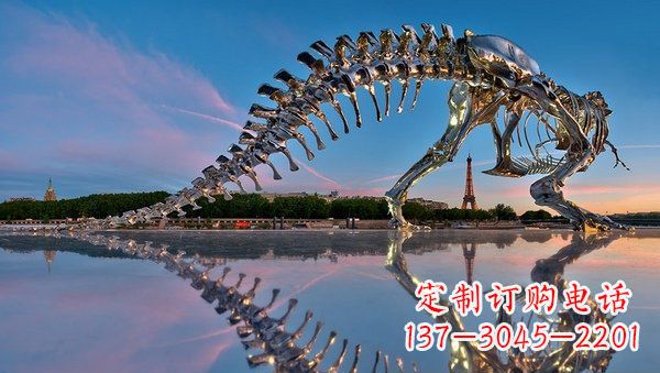 合肥魅力无穷的不锈钢恐龙骨架雕塑