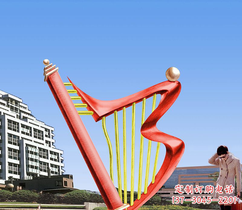 合肥广场不锈钢竖琴景观雕塑