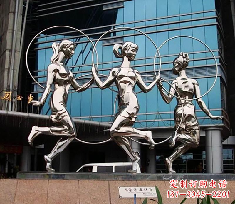 合肥广场不锈钢跳舞美女景观雕塑
