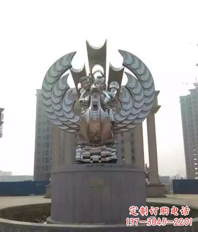 合肥广场不锈钢童趣凤凰雕塑