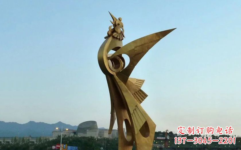 合肥广场抽象不锈钢凤凰雕塑