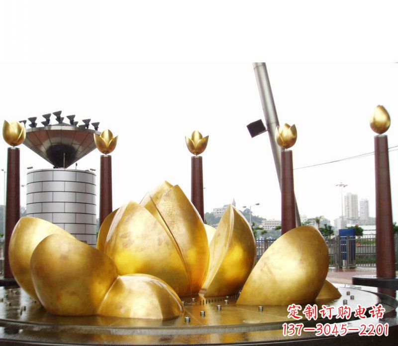 合肥广场抽象莲花景观铜雕