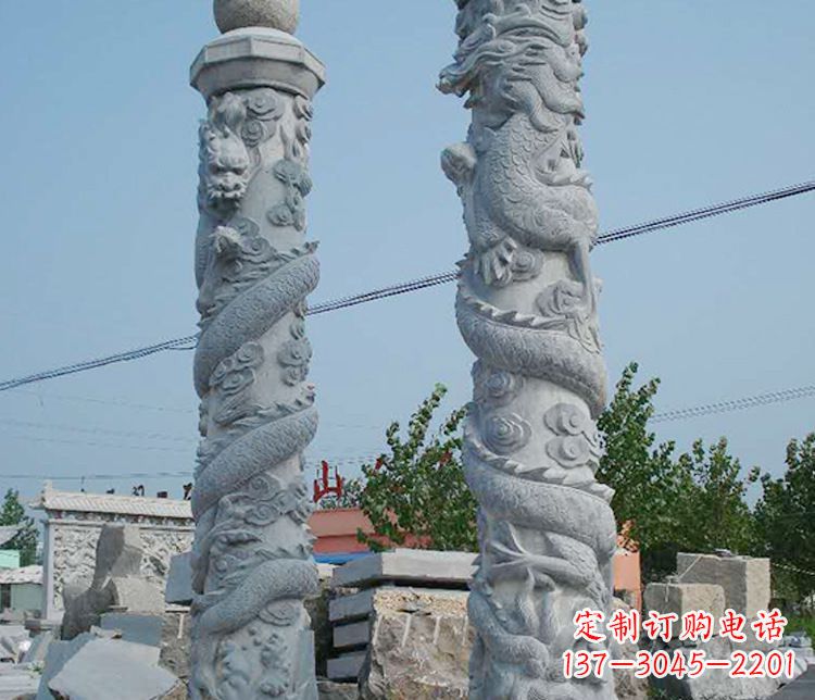 合肥广场大理石盘龙柱景观石雕_1