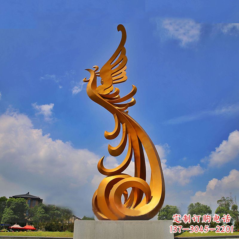 合肥广场大型凤凰不锈钢雕塑