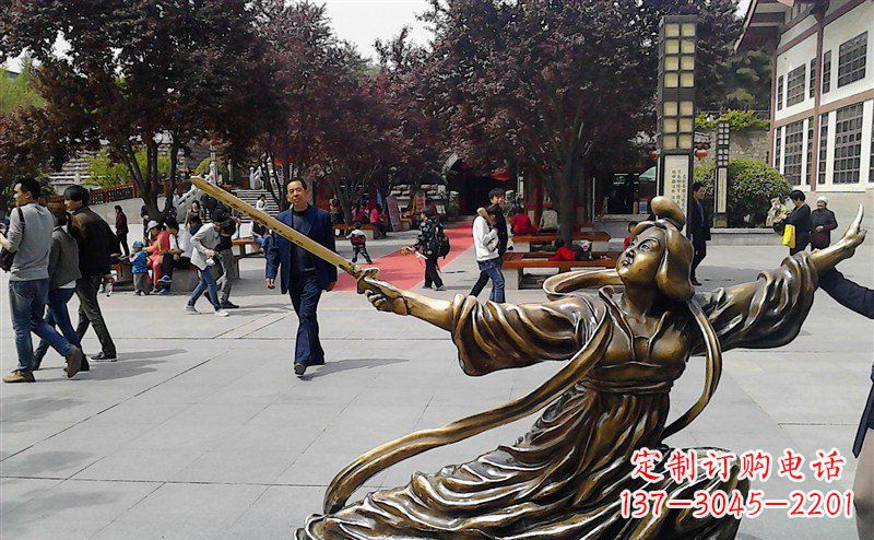 合肥中领雕塑:美轮美奂的古代美女舞剑人物铜雕