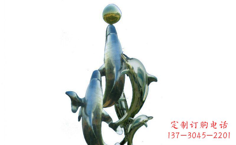 合肥广场海豚不锈钢雕塑 (2)