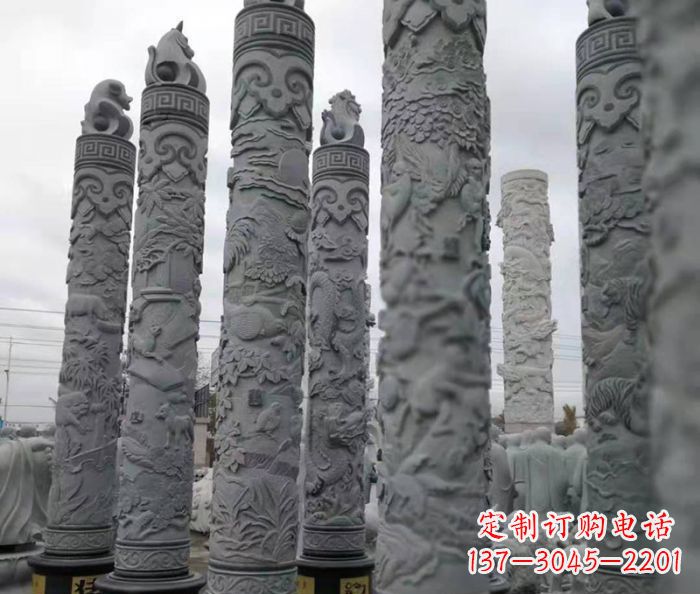 合肥中领雕塑:12生肖石柱——精致美观的雕塑定制