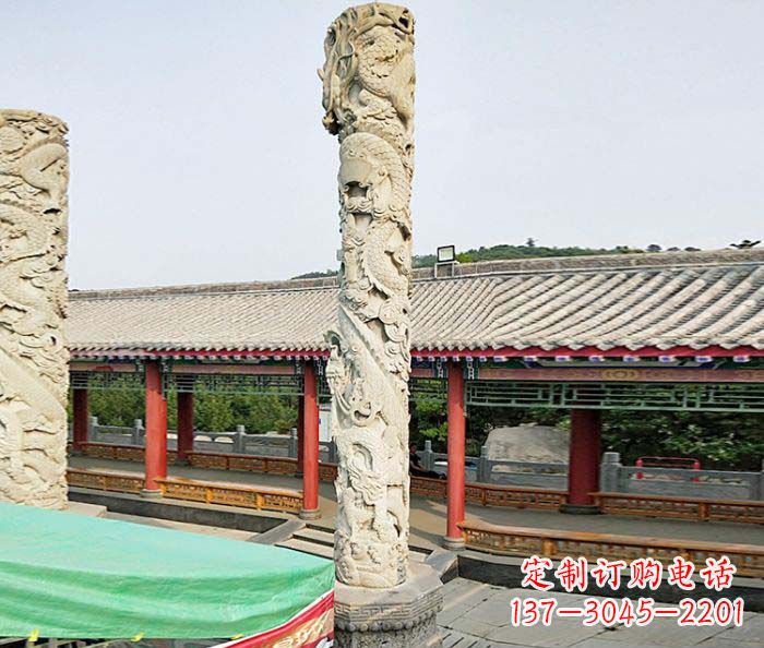 合肥雕刻精致的大理石龙柱石雕
