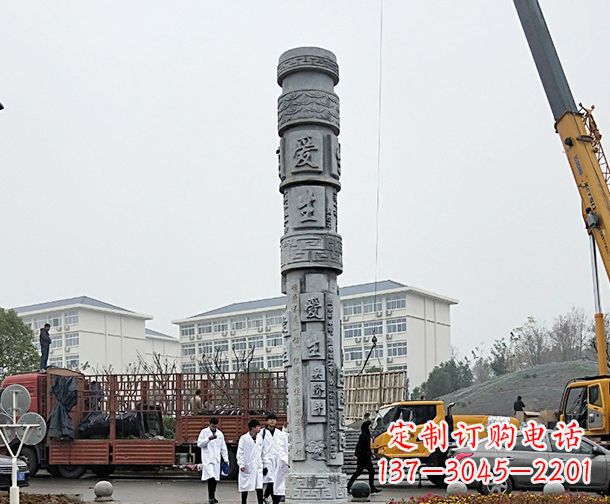合肥广场景观大理石龙柱石雕 (7)