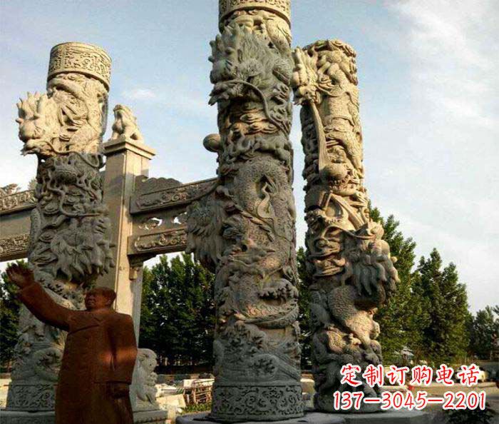 合肥广场景观大理石龙柱石雕