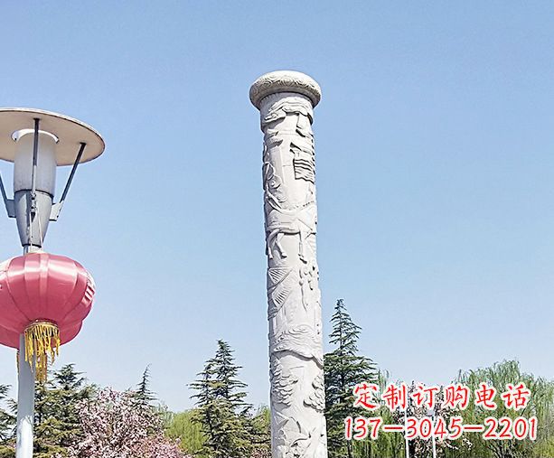 合肥广场景观大理石龙柱石雕 (6)