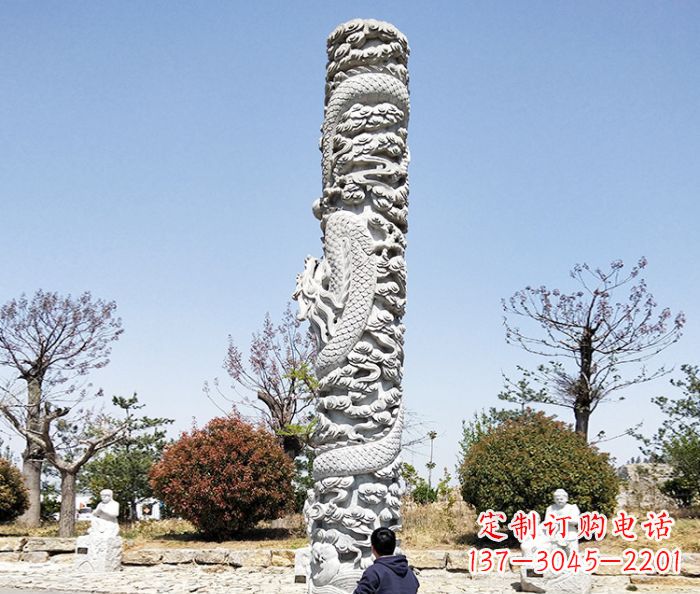 合肥广场景观大理石盘龙柱石雕