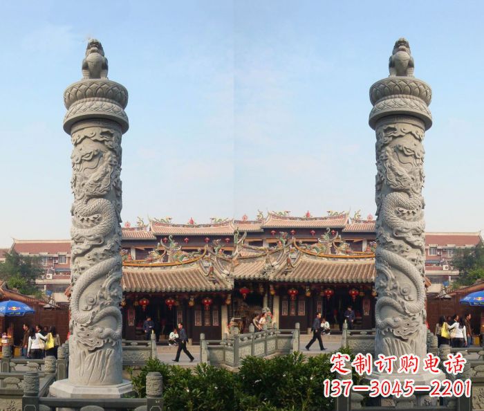 合肥精美的汉白玉龙柱石雕塑