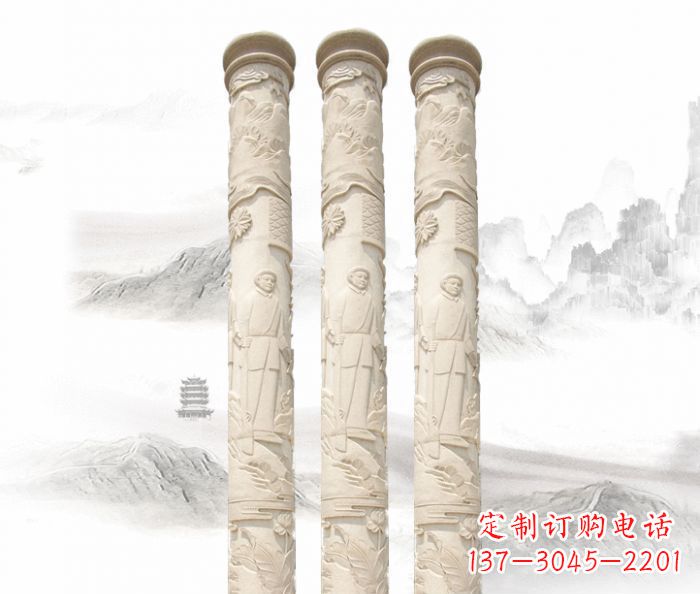 合肥精致大气的汉白玉龙柱雕塑