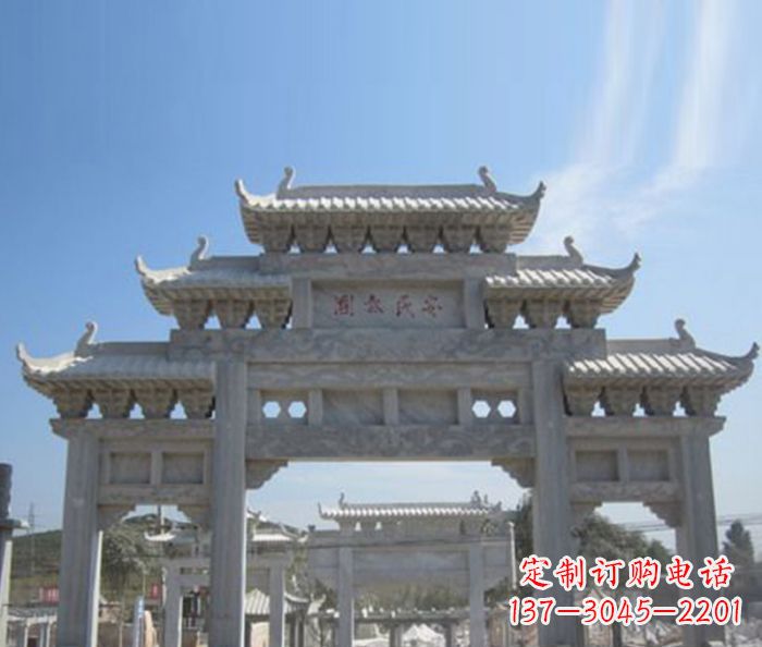合肥三门石雕牌坊精美雕塑