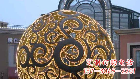 合肥镂空球形喷泉雕塑无锈钢精美装点空间