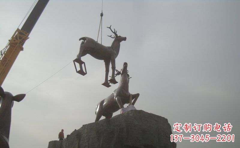 合肥梅花鹿动物铜雕，极致精细，表达优雅