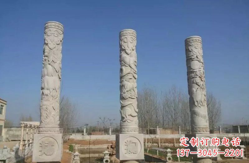 合肥十二生肖文化柱石雕,展现传统文化风采