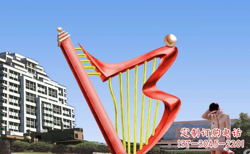合肥中领雕塑精制不锈钢竖琴雕塑