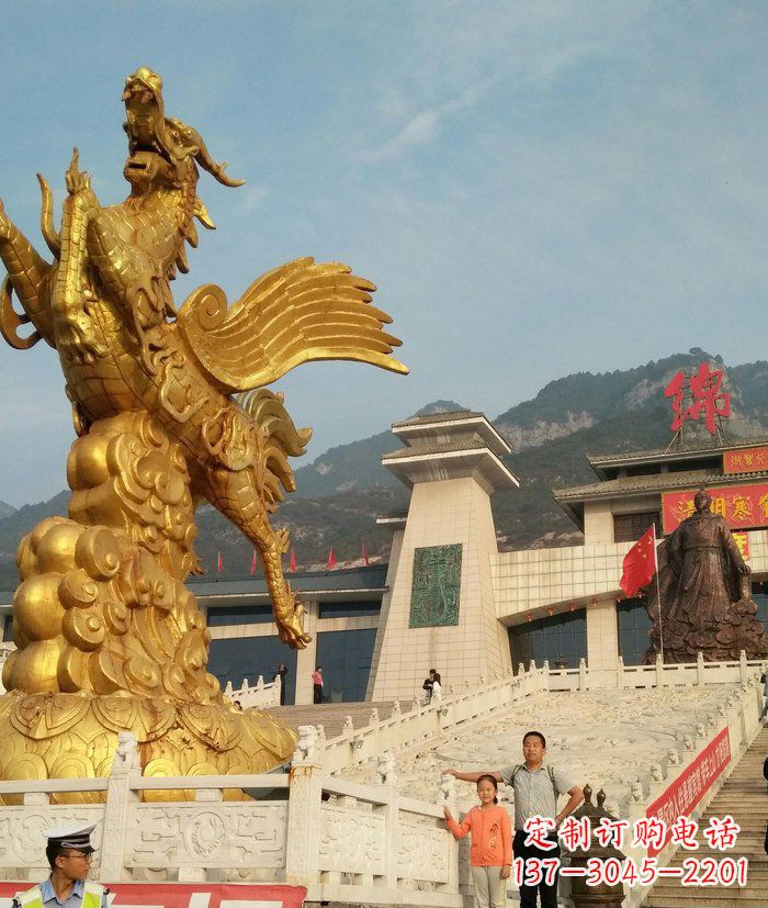 合肥广场腾飞的麒麟景观铜雕