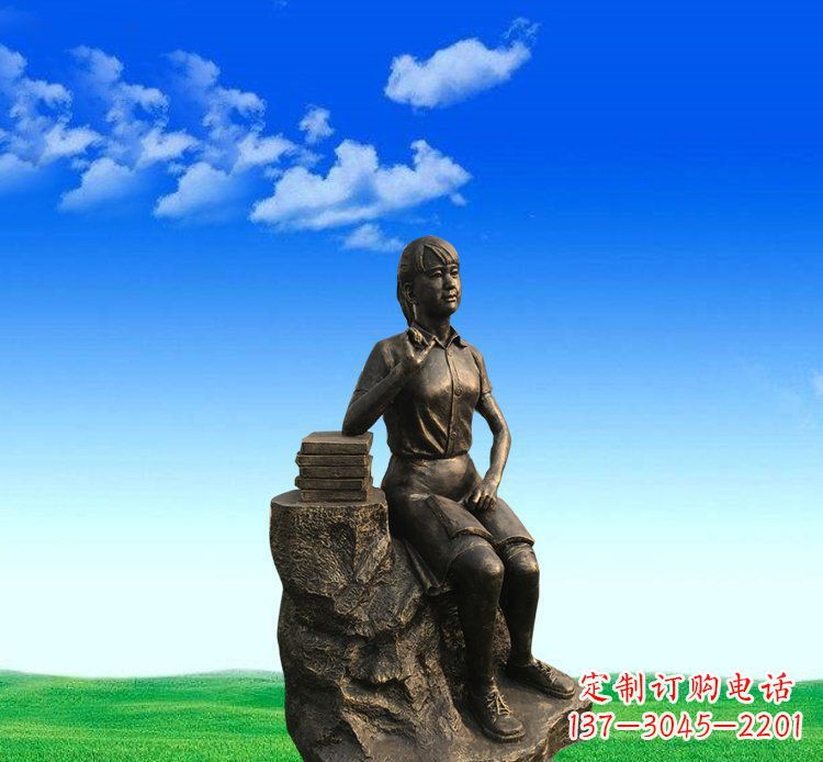 合肥广场铜雕美女休息人物雕塑 (2)