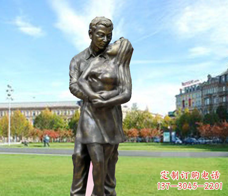 合肥一颗爱的心,用铜雕情侣人物雕塑表达